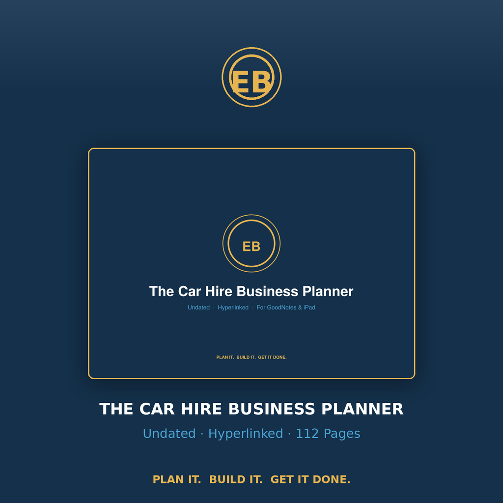 The Car Hire Business Planner — Undated | Fleet, Clients & Contracts (Instant Download)